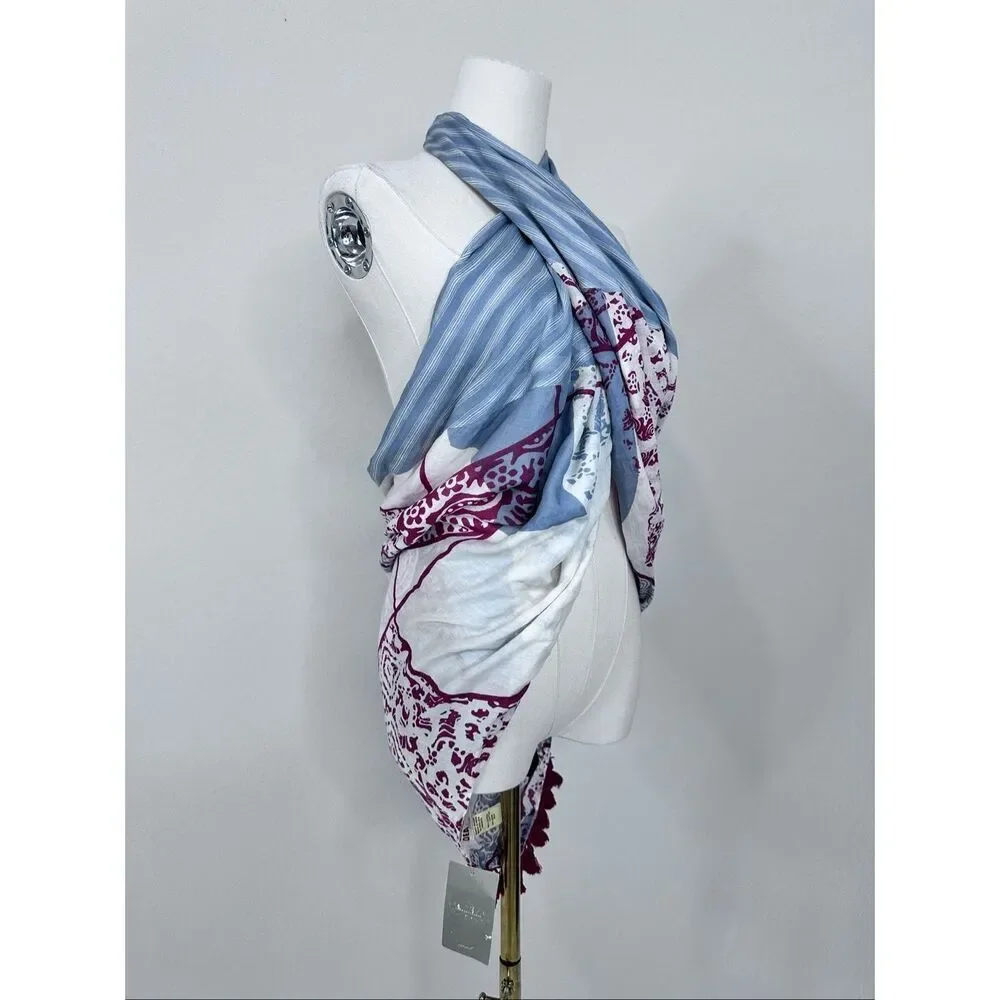 Anthropologie IDEA Plus Sonira Tassel Scarf Wrap Shawl Cotton Silk NWT $198